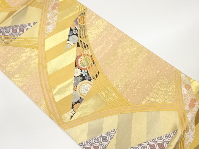 橋に古典柄模様織出し袋帯